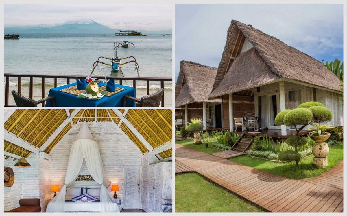 Beach huts and dinner views on Nusa Lembongan